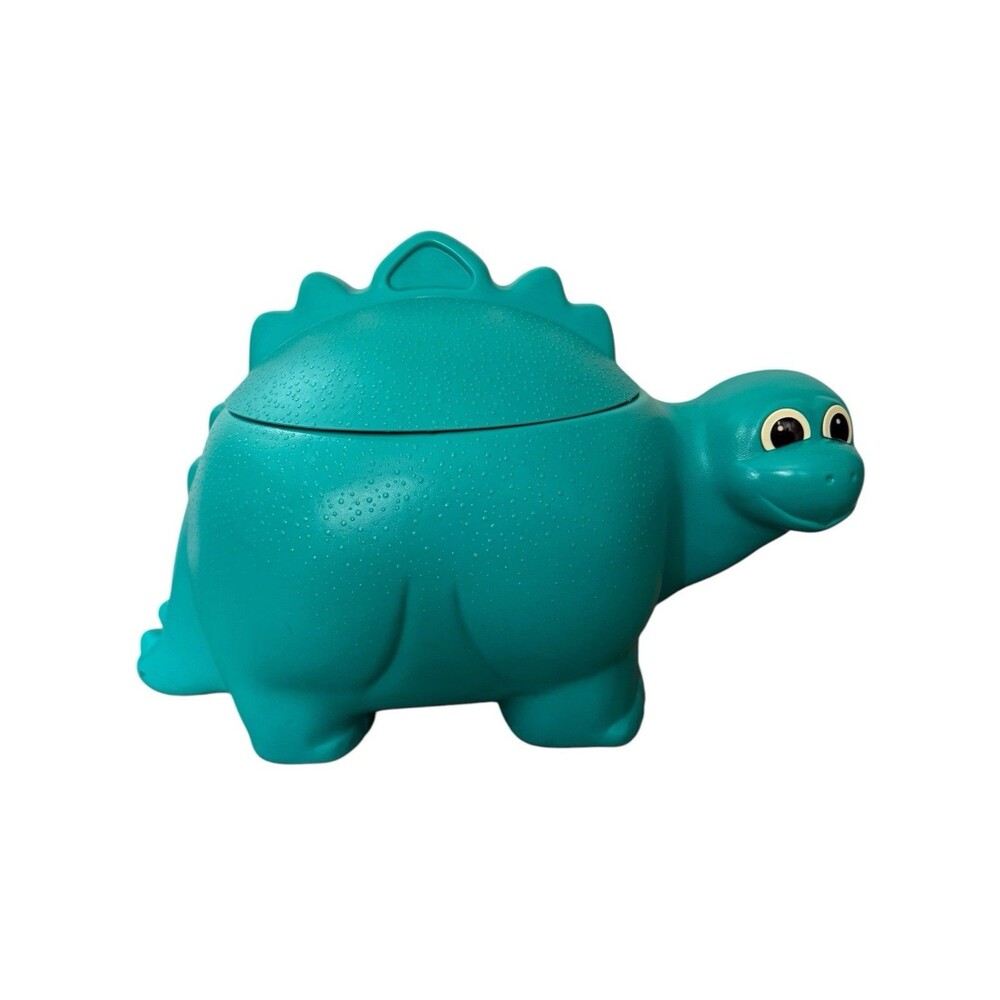 Vintage Rubbermaid Teal Green Dinosaur Toy Chest Storage Box Hamper Plastic